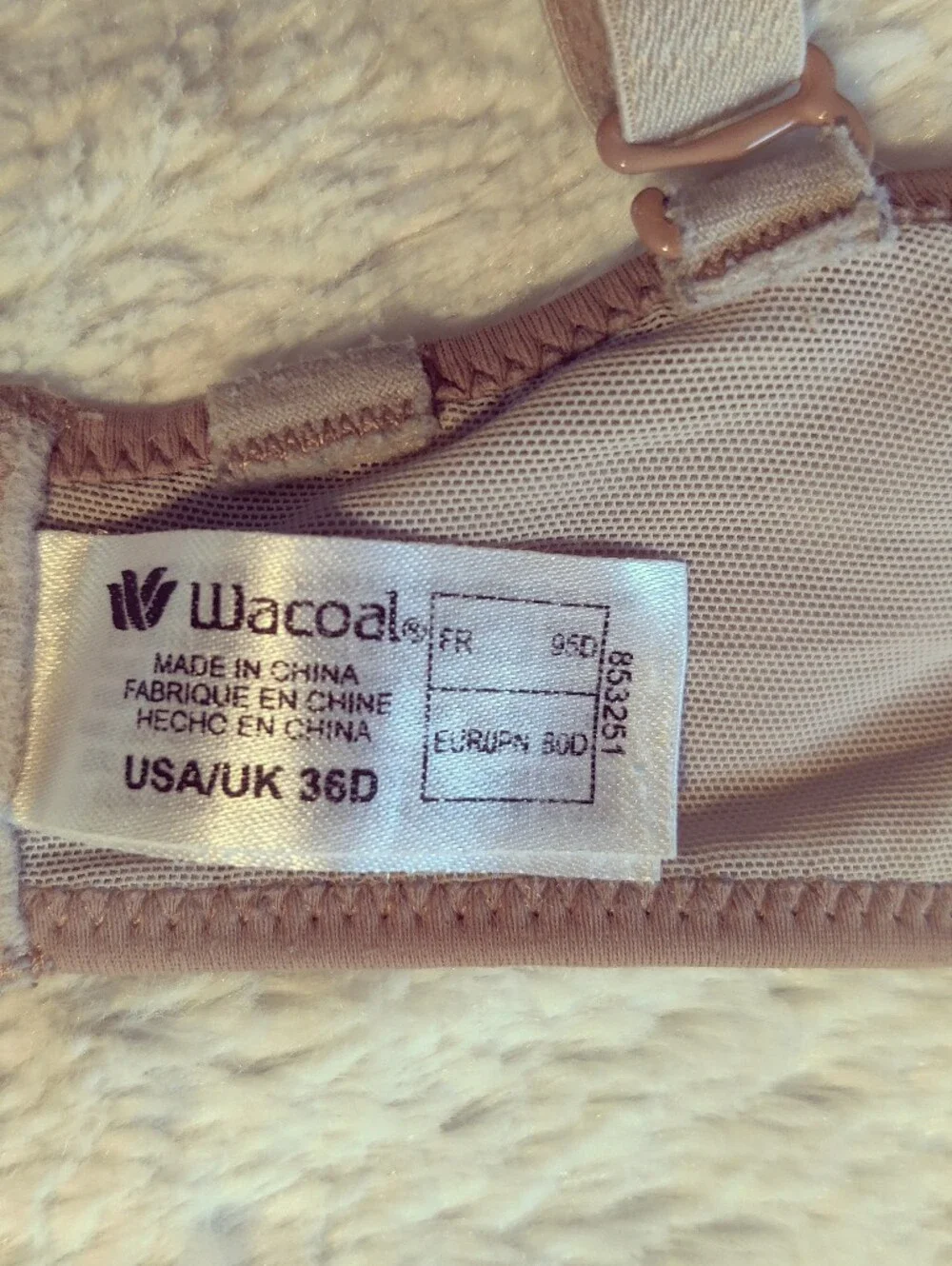 Wacoal Smooth Complexion Spacer Contour Bra 36D Nude Beige Mesh T Shirt 853251